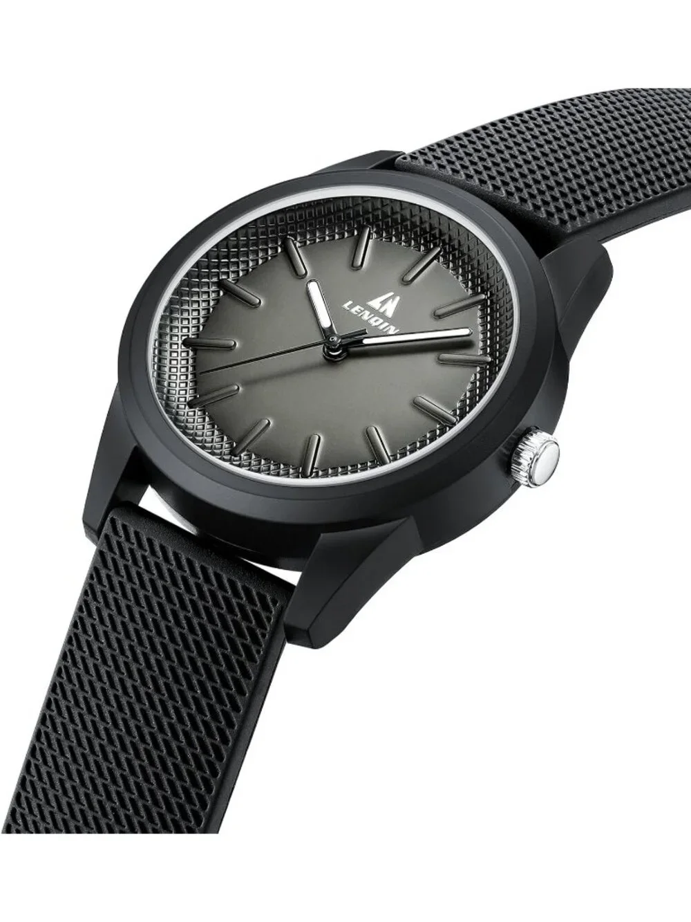 Men's All Black Classic Waterproof Rubber Buckle Analog Quartz Luxury Watch